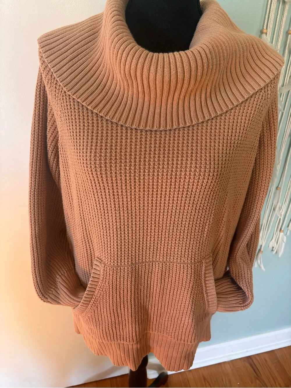 Michael Kors Chunky Ribbed Cowl Neck Sweater - Dusty Tan